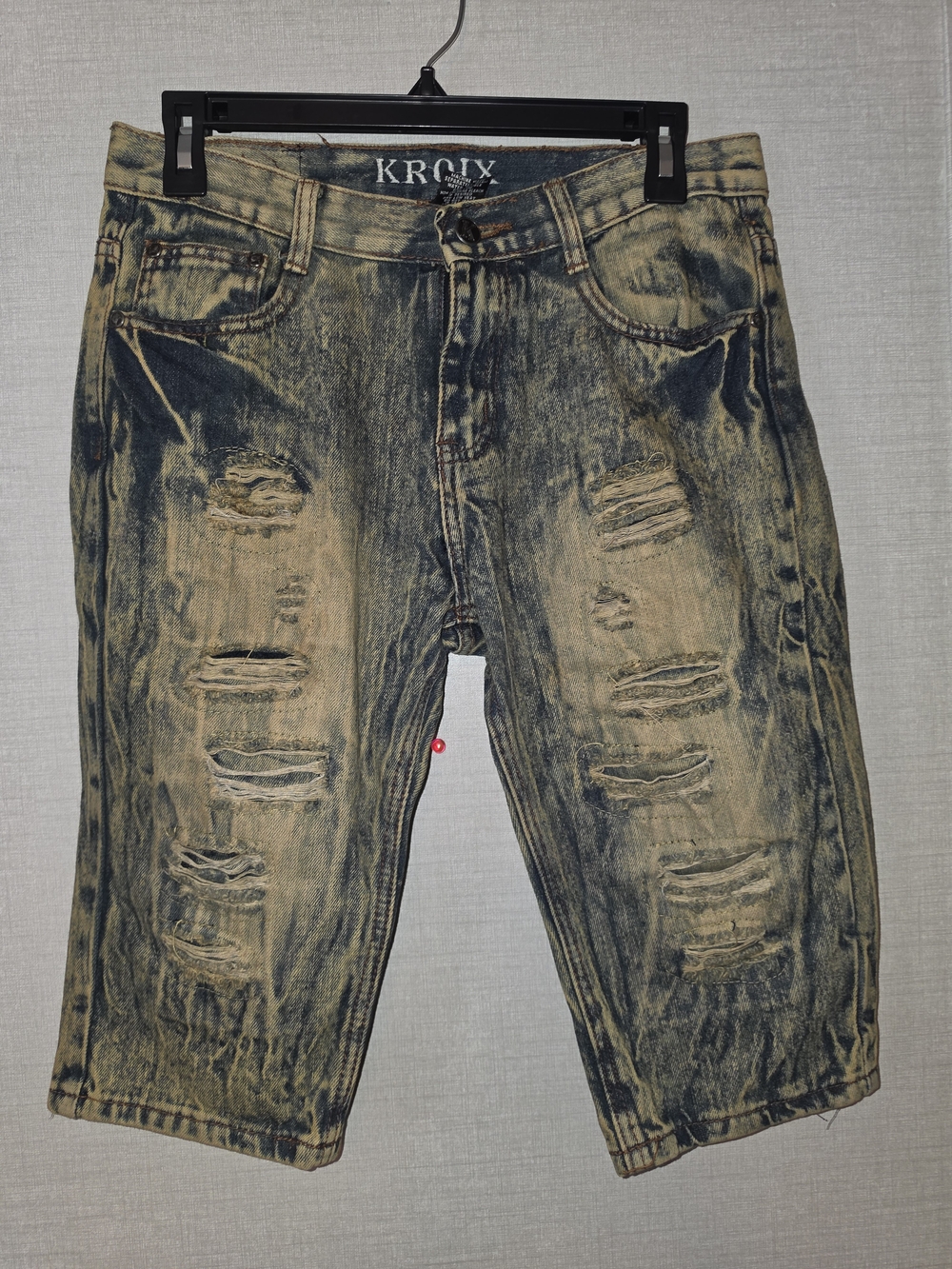 Boys KROXX Distressed Bleach-Wash Denim Shorts